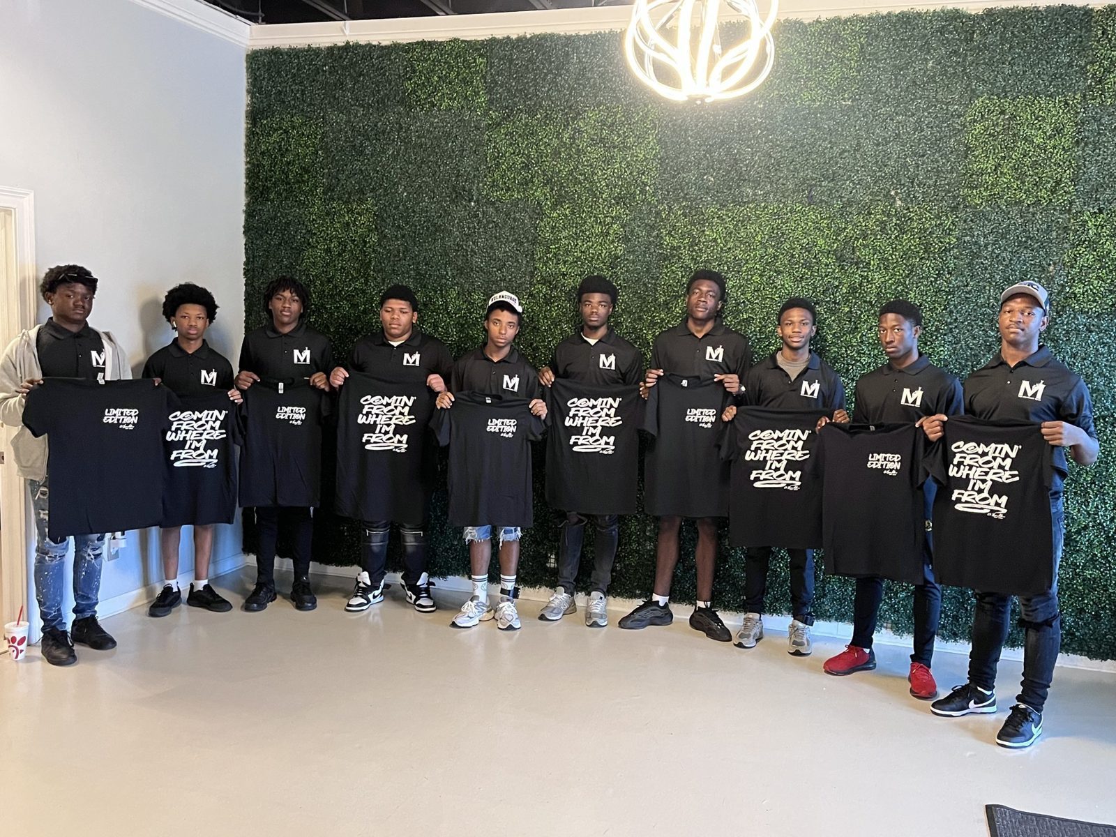 “Comin’ From Where I’m From” tees — intro-to-printing students, inspired by Anthony Hamilton’s song and presented to him