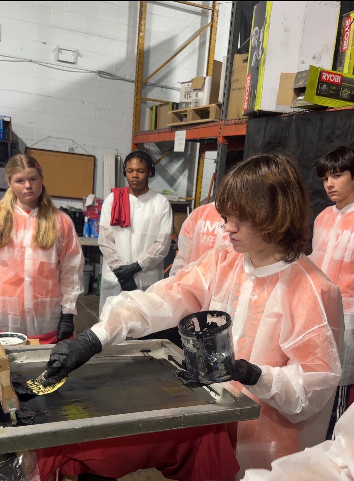Summer print program — screen-printing class, BMORE Safe Summer